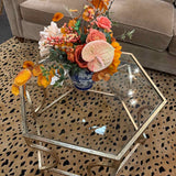 Gold Octagonal Glass Top Coffee Table