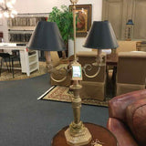 Gold Candelabra Table Lamp with Black Shades