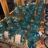 SET of 6 Blue Glass Goblets