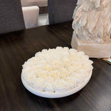 Faux White Rose Floral Bowl