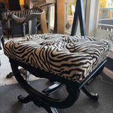 Zebra Upholstered Wood Footstool