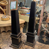 PAIR of Black & Brass Obelisks