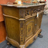 Floral Motif Buffet Cabinet with Marble Top