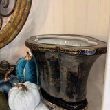 Black & Gold Porcelain Footed Planter