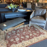4'x6' Rust & Ivory Floral Rug with Fringe