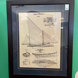 Framed Nautical Blue Print Art
