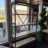 Metal Frame Industrial Style Bookcase with Wood Shelves
