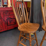 PAIR of Windsor Style  Bar Height Swivel Stools