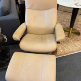 Stressless Leather Recliner & Ottoman