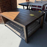 Metal & Woven Rattan Coffee Table