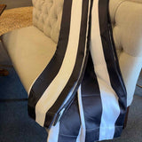 PAIR of Half Moon Black & White Striped Curtain Panels
