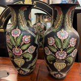 Vintage Black Floral Vase