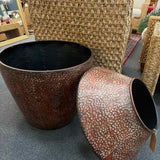 Large Hammered Copper Finish Metal Floor Vase