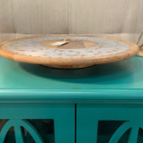 Natural Wood Lazy Susan with Metal Inlay