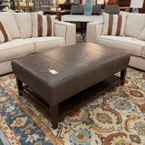 Leather Top Ottoman with Tray