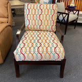 Bassett Wood Frame Arm Chair with Geometric Upholstery