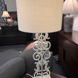 Filigree Style Metal Base Table Lamp