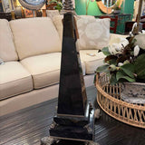 Maitland Smith Neoclassial Silver Plated Lion Motif Obelisk