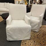 PAIR of Rowe Furniture "Finch" Slipcover Dining Arm Chairs