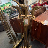 5pc Vintage Solid Brass Horse Head Fireplace Tool Set with Base
