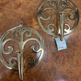 PAIR of  Williamsburg Taper Candle Brass Wall Sconces