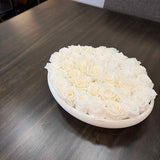 Faux White Rose Floral Bowl