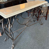Marble Top Console with Bronze Metal Base