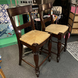 PAIR of Pottery Barn Rush Seat Counter Height Stools