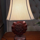 Vintage Hand Carved Dragon Wood Base Table Lamp