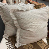 PAIR of Gray Ruffle Trim Euro Shams