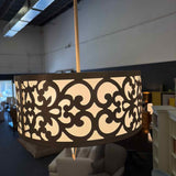 Metal Filigree Pattern Drum Shade Chandelier