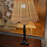 Bronze Table Lamp with Rattan Shade