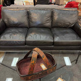 Three on Three Leather Sofa with Nail Head Trim