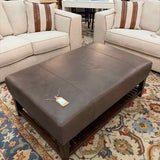 Leather Top Ottoman with Tray
