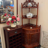 Chinese Style Carved Rosewod Corner Etagere