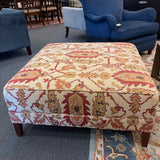 Perisan Style Pattern Upholstered Ottoman with Wood Legs