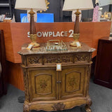 Floral Motif Buffet Cabinet with Marble Top