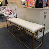 Channel Tufted Bench with Gold Frame