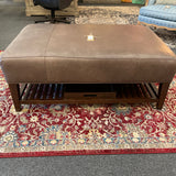 Leather Top Ottoman