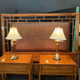 KING Tommy Bahama Walnut Finish Bed with Rattan Inset
