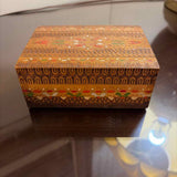 Hand Painted Carved Wood Jewelry Box