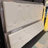 KING Tufted Leather & Chrome Bed