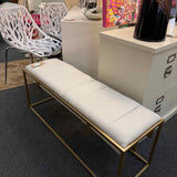 Channel Tufted Bench with Gold Frame