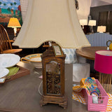 Horchow Mirrored Table Lamp w/Silk Shade