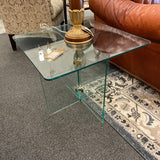 Vintage Contemporary Tempered Glass Four Point  End Table