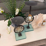 PAIR of Glaass & Metal Candle Holders