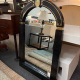Black Stone Arch Mirror with Brass Accent