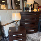 KING Tufted Leather & Chrome Bed