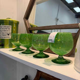 SET of 4  Mexican Green Glass Goblets