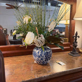 Custom White & Green Florals in Ginger Jar